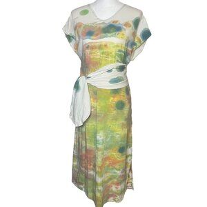 ♡ Sucesos Hand Painted One of a Kind Maxi Wrap Dress Abstract Art One Size Rare